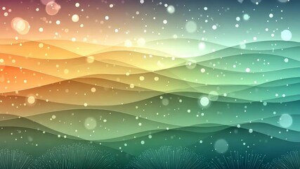 Abstract landscape with pastel colored waves, bokeh lights and dandelion-like plant forms, creating a serene and dreamlike vibe - Powered by Adobe