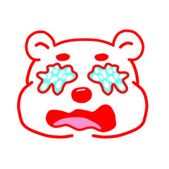 Cute white bear face with emotions drawing, Tired, love, happy, laughing, confused, annoying, angry, smile, side eyes, shy and confident face, bear brush teeth