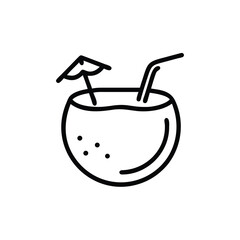 Coconut Drink With Straw Minimalist Vector Illustration For Summer And Beach Concepts