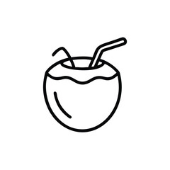 Coconut Water Drink Icon Illustration Summer Refreshment And Vacation Symbol