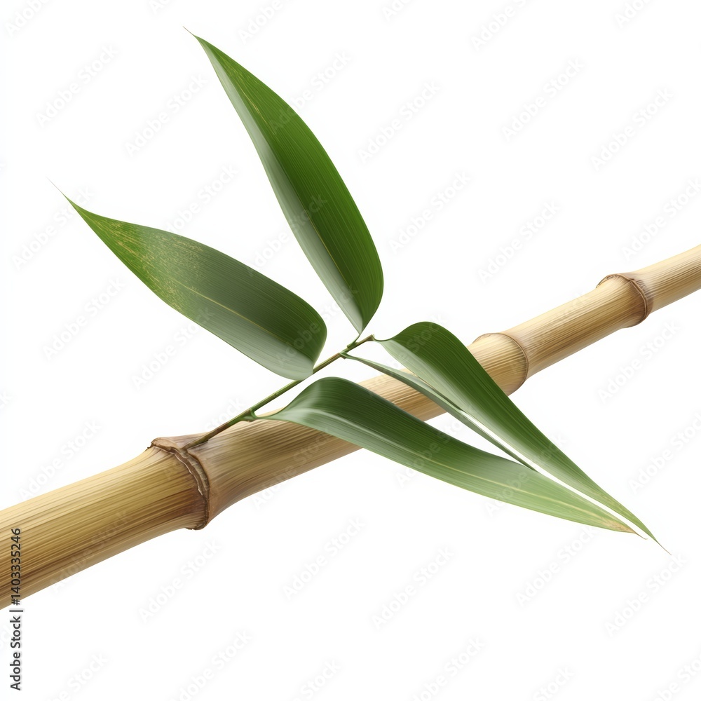 Poster minimalistic 3d rendering of bamboo leaf resting on soft surface