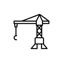 Simple Crane Icon Vector Illustration Outline Construction Equipment Symbol Design