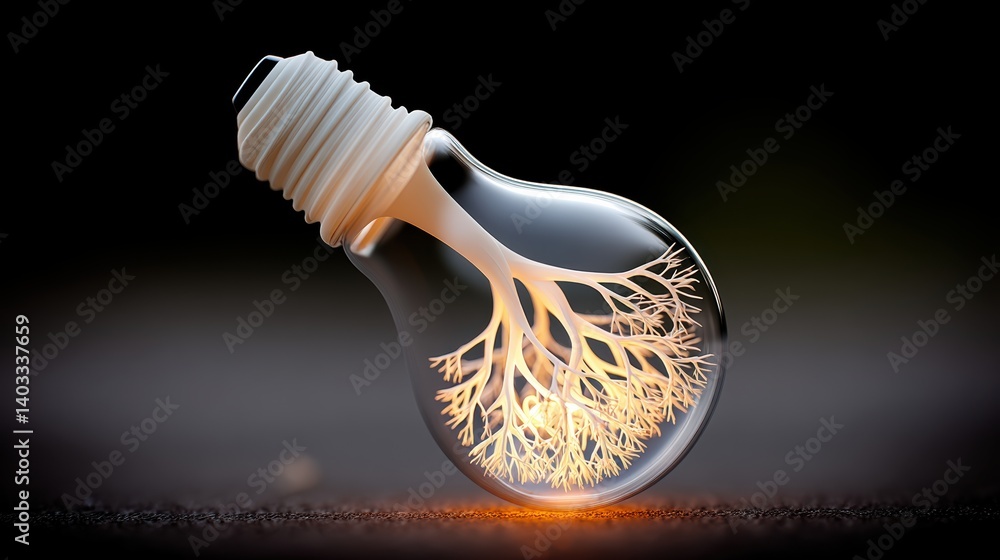 Poster lightbulb symbolizing concept. illuminating nature a light bulb shaped like a tree filament