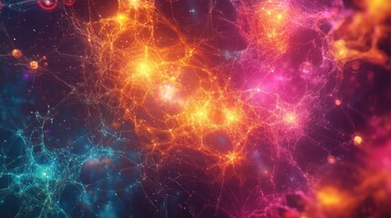 Abstract glowing waves of vibrant pink, blue, and purple light particles flowing in a dynamic pattern. Concept of digital energy, motion, and futuristic design with colorful light trails.