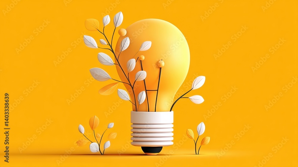 Poster lightbulb symbolizing concept. lightbulb with a growing tree inside