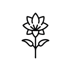 Minimalist Flower Line Art Floral Design Element Isolated On White Background