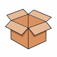 Open cardboard box illustration, simple design concept for packaging, delivery, and shipping industry