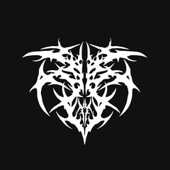 Neo tribal sharp symmetrical design. y2k gothic style tattoo cyber sigilism ornament. clean vector isolated 