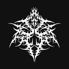 Fototapeta premium Neo tribal sharp symmetrical design. y2k gothic style tattoo cyber sigilism ornament. clean vector isolated 