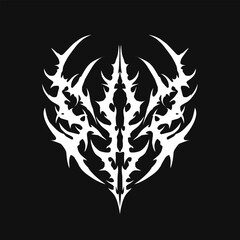 Neo tribal sharp symmetrical design. y2k gothic style tattoo cyber sigilism ornament. clean vector isolated 