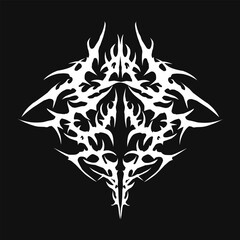 Neo tribal sharp symmetrical design. y2k gothic style tattoo cyber sigilism ornament. clean vector isolated 