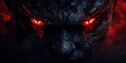 Glowing Red Eyes of a Dark Textured Creature