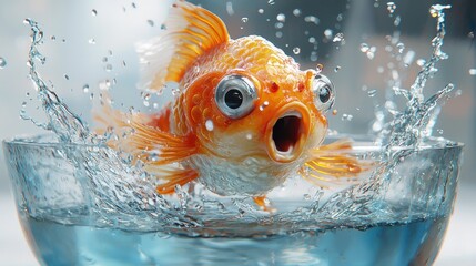 Jumping goldfish in a bowl