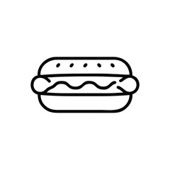 Hotdog Line Art Illustration Of Classic American Fast Food Concept Design