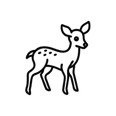 Cute Fawn Outline Vector Illustration Simple Animal Line Drawing Isolated
