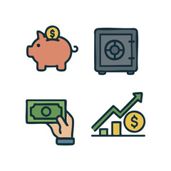 vector illustration of elements with financial symbols