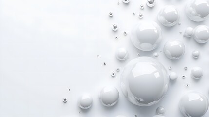Minimal White Glossy Bubble Spheres Abstract 3D Background Designe,Generative Ai