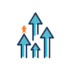 Multiple upward arrows illustrate growth and progress.