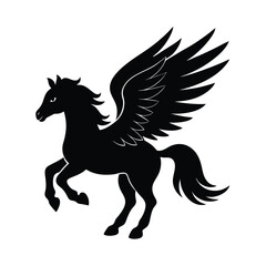 pegasus head wing mane vector art silhouette