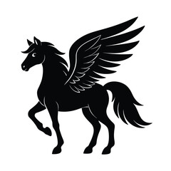 pegasus head wing mane vector art silhouette