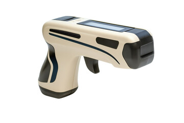 Sleek beige and black electronic tagging gun modern design isolated on black background