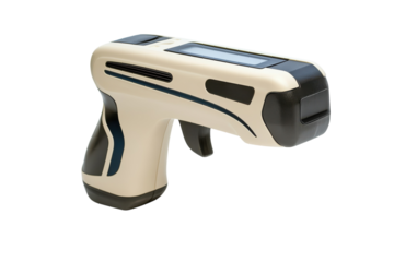 Sleek beige and black electronic tagging gun modern design isolated on black background