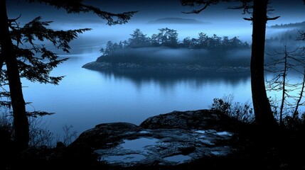 Misty Island Lake at Twilight: A Serene Escape