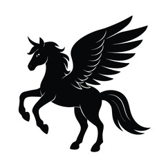 Fototapeta premium pegasus head wing mane vector art silhouette