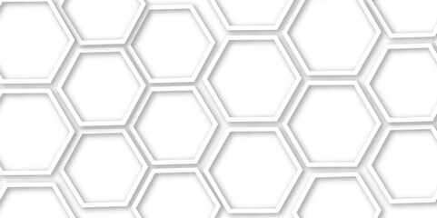 Abstract  grey and white pattern tile modern hexagon technology honeycomb texture grid pattern  vector background.