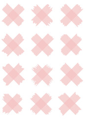 Set of beige semi-transparent washi tapes isolated on white. Tapes collection in vector. Pieces of decorative tape for scrapbooks. Torn paper. Red, pink