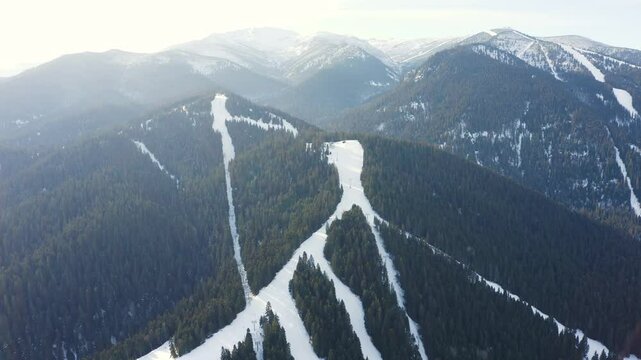 Drone establishing shot of a ski resort