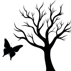 Obraz premium Silhouette-art--intricate-tree-branches bare 