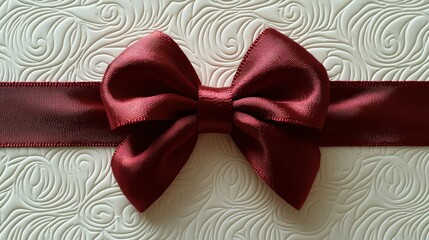 Elegant Maroon Bow on Embossed Texture Background