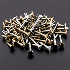 Set of various metal pushpins isolated  