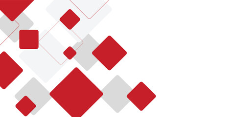 White background with abstract red grey square decoration. Vector illustration for modern presentation background, brochure design, business card background, website slider, landing page