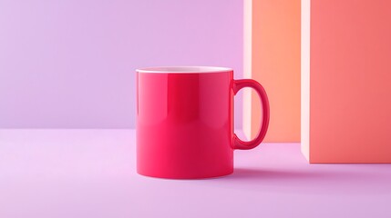 Red Mug with Pastel Background.