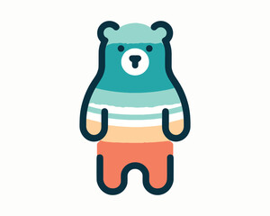 Minimalist Color Bear Icon for Kids’ Products