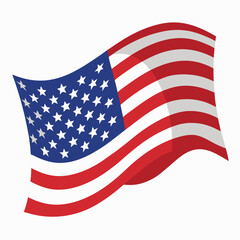 Waving-American-flag-with-realistic-folds-on-white background