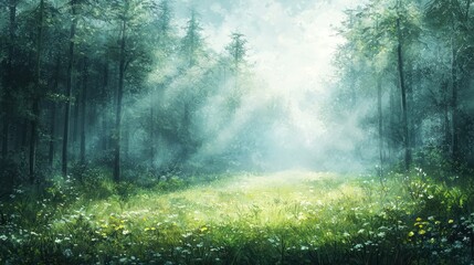 Obraz premium Enchanted Forest Path: A Mystical Meadow