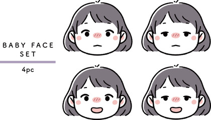 赤ちゃん・子供の表情セット 体調不良 baby sick face set