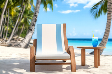 Relaxing Beach Setup with Cocktail
