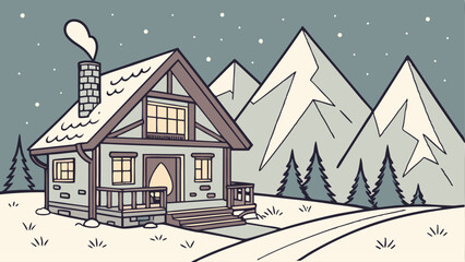 Fototapeta premium winter landscape with house