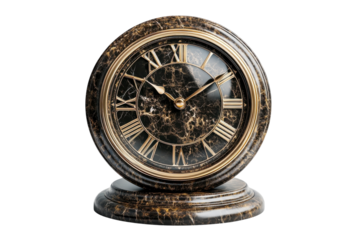 Elegant black marble clock with gold accents timeless design perfect for home decor rich detail