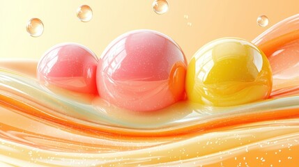 Abstract Colorful Spheres on a Wavy Surface