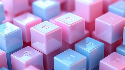 Fototapeta premium Colorful 3D Cubes in Pink and Blue Tones Creating a Vibrant and Playful Background for Various Creative Projects