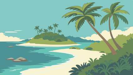 Fototapeta na wymiar tropical beach with palm trees