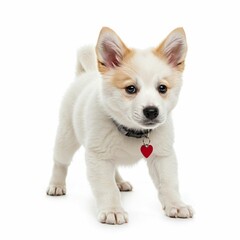 Obraz premium Puppy with Brown Ears in a Playful Walking Scene