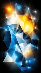 Abstract Geometric Triangles: Vibrant Blue, Yellow, and Orange Digital Art Background
