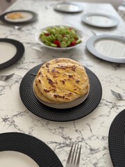 Malawah Turkish traditional flaky katmer bread. Healthy eating