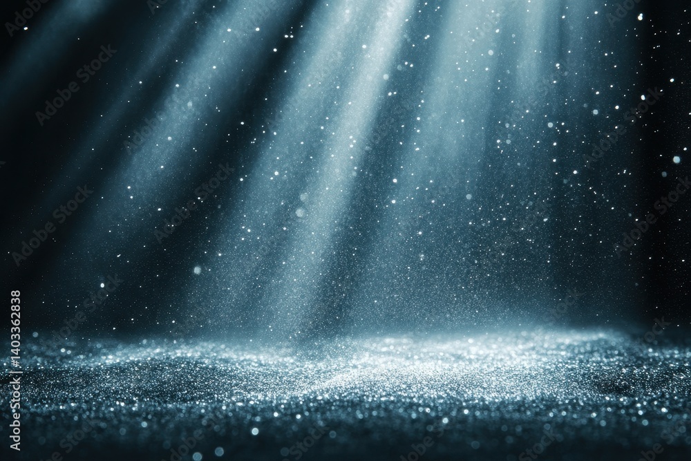 Wall mural rays of light are shining through particles in space